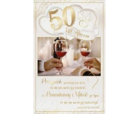 Card 50th Wedding Anniversary, Glasses, 13x20,5 cm